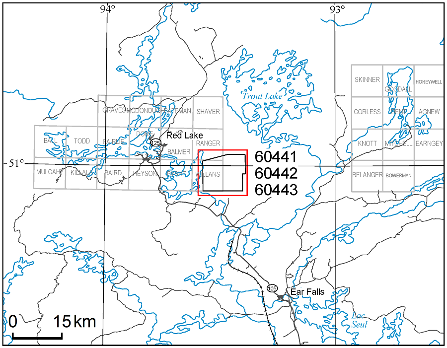 Région du lac Gullrock, Feuilles de carte à l’échelle de 1 : 20 000