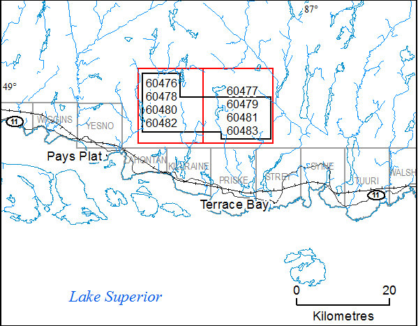 Levés géophysiques aéroportés Région du lac Pays Plat, Feuilles de carte à l’échelle de 1 : 20 000
