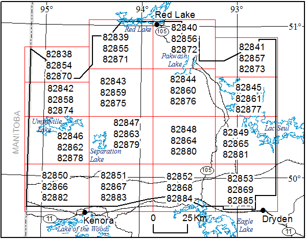 Levés géophysiques aéroportés Région du Lac Separation, Feuilles de carte à l’échelle de 1 : 50 000