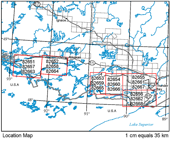 Location map for Mahon Lake and Flatrock Lake geophysical survey