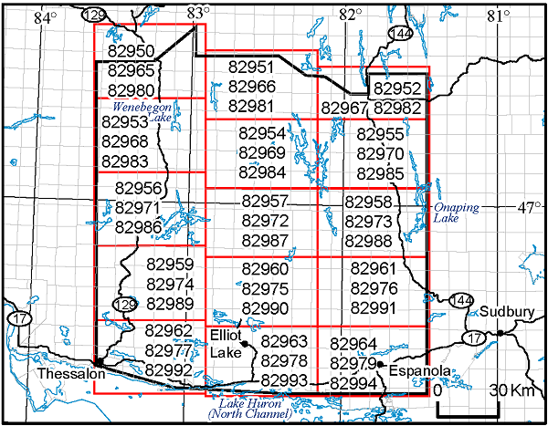 Ramsey-Algoma Geophysical Survey location map